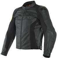 Dainese VR46 Pole Position Leather Jacket - Black / Fluo Yellow