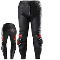 Furygan Drack Leather Trousers - Black / Red / Red 