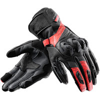 Rebelhorn Viper Leather Gloves - Black / Grey / Fluo Red