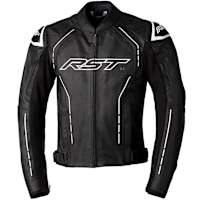 RST S1 CE Leather Jacket - Black / Black / White