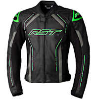 RST S1 CE Leather Jacket - Black / Grey / Neon Green 