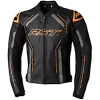 RST S1 CE Leather Jacket - Black / Grey / Neon Orange 