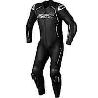 RST S1 CE One Piece Leather Suit - Black / Black / White 